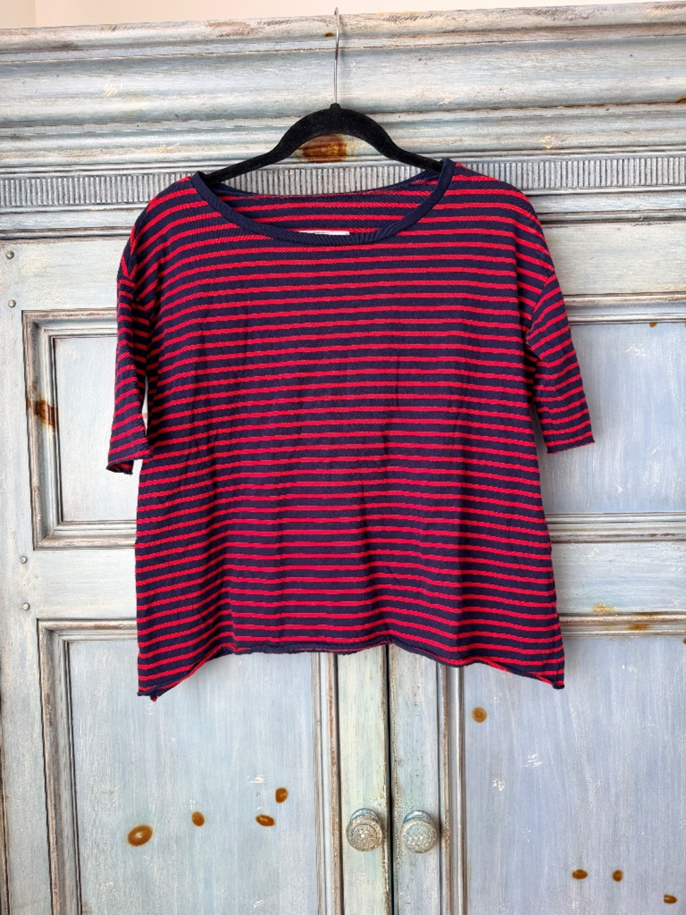 Frank & Eileen Josephien French Stripped Herritage Terry Tee in Navy/Red XS - Picture 6 of 9